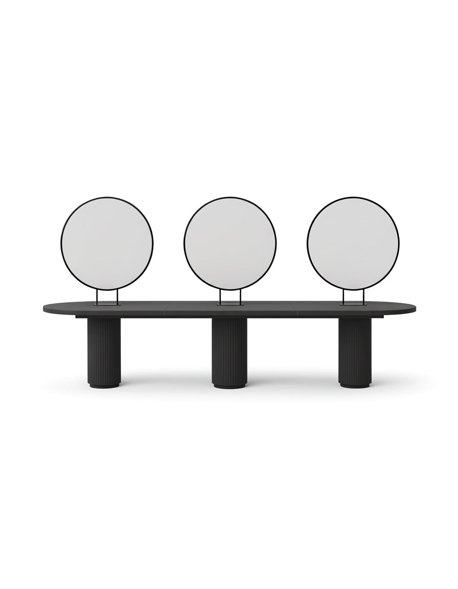 Island Black - black freestanding workstation with 6 client stations